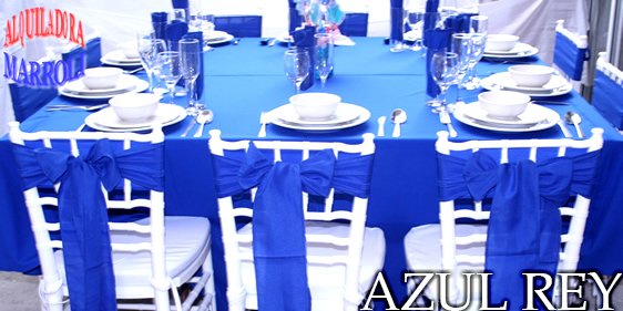 mantel redondo color azul rey