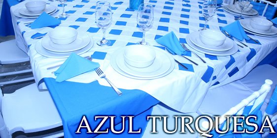 mantel redondo color azul turquesa