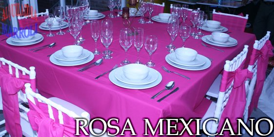 mantel redondo color rosa mexicano