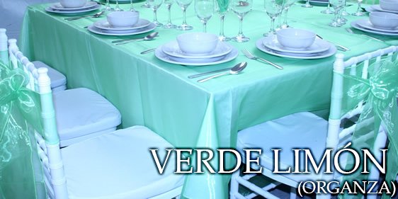 mantel redondo color verde limón organza 