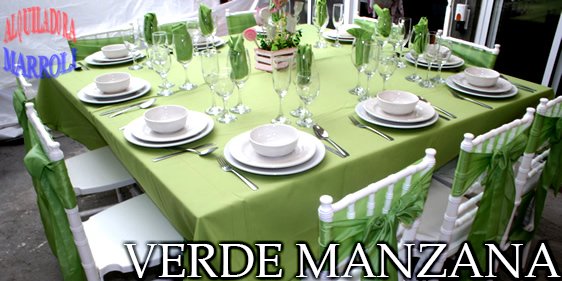 mantel redondo color verde manzana